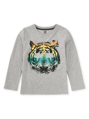 Star Foil Tiger LS Graphic Tee - Heather Grey