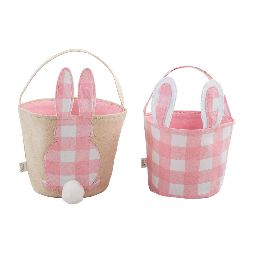 Pink Check Bunny Basket