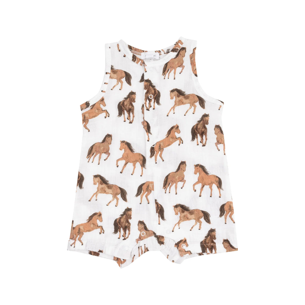 Horses - Brown - Sleeveless Shortie Romper