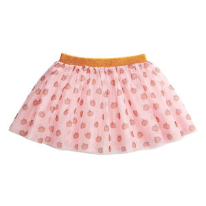 Pink tutu skirt with orange pumpkins pattern on a white background