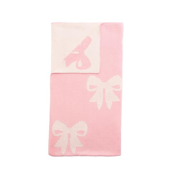 Pink Knit Bow Blanket