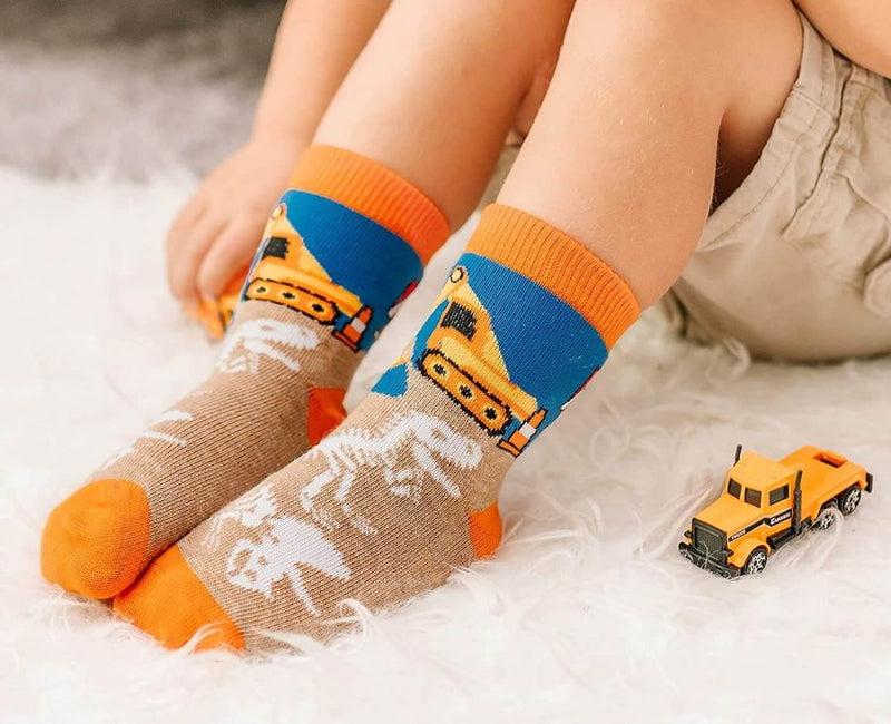 Construction Dinosaurs Crew Socks - 6 PK