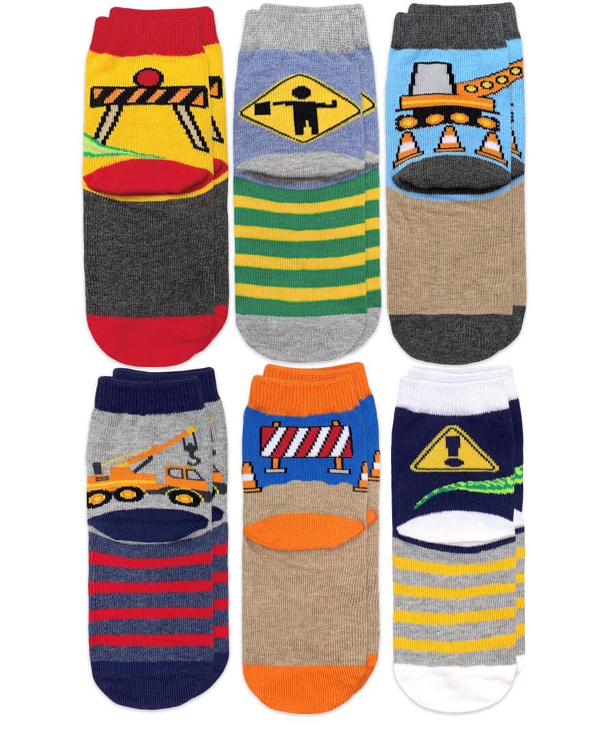 Construction Dinosaurs Crew Socks - 6 PK