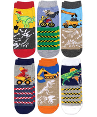 Construction Dinosaurs Crew Socks - 6 PK