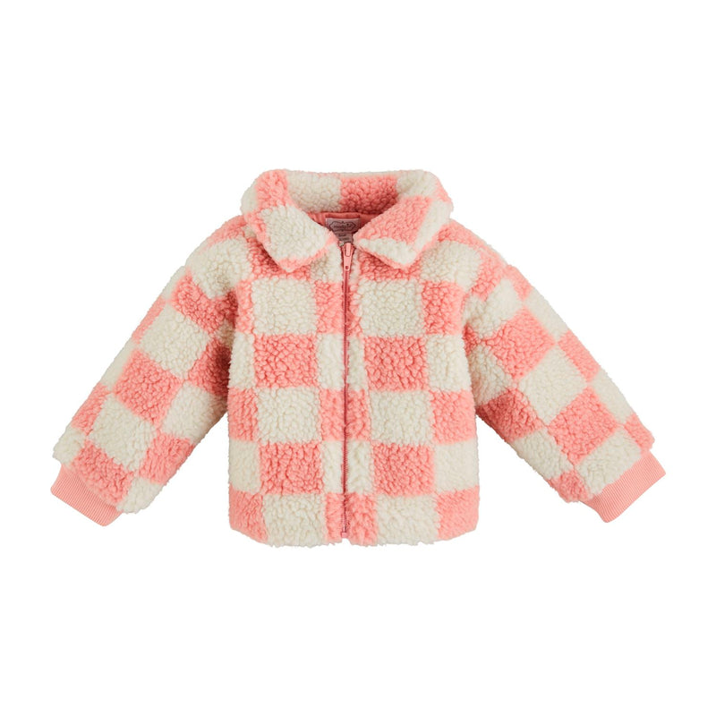 Pink Check Sherpa Jacket