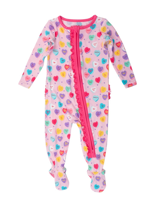 Be My Valentine - Ruffle One Piece Footie Bamboo Pajama