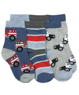 Rescue Vehicles Pattern Crew Socks 3 Pair Pack