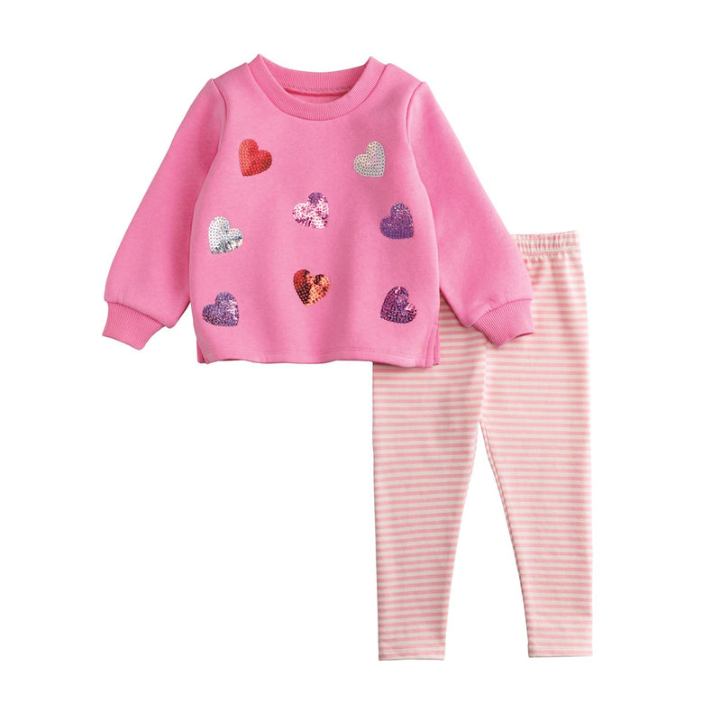 Heart Sequin Sweatshirt & Legging Set