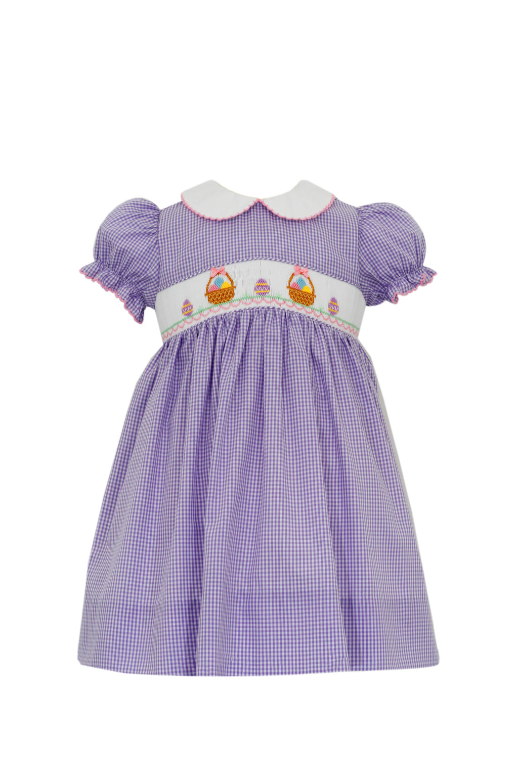 Easter Baskets Lilac Gingham Smocked Dress