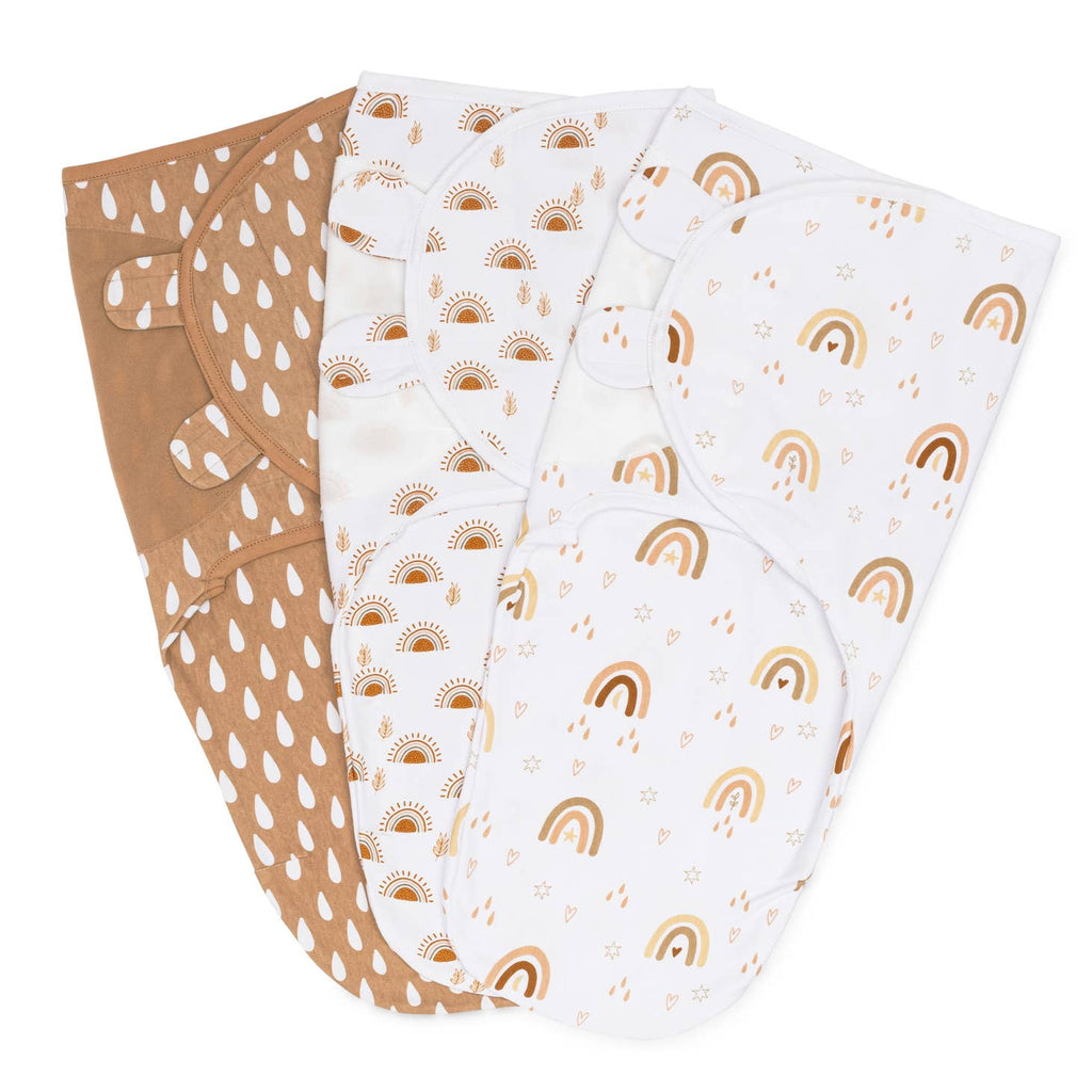Baby Easy Swaddle Blankets 3 Pack - Rainbow Bohemian