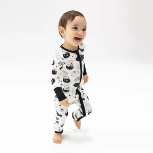 Black & White Halloween 2 Way Zipper Romper