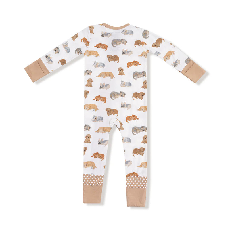 Napping Puppies - 2way Zip Romper