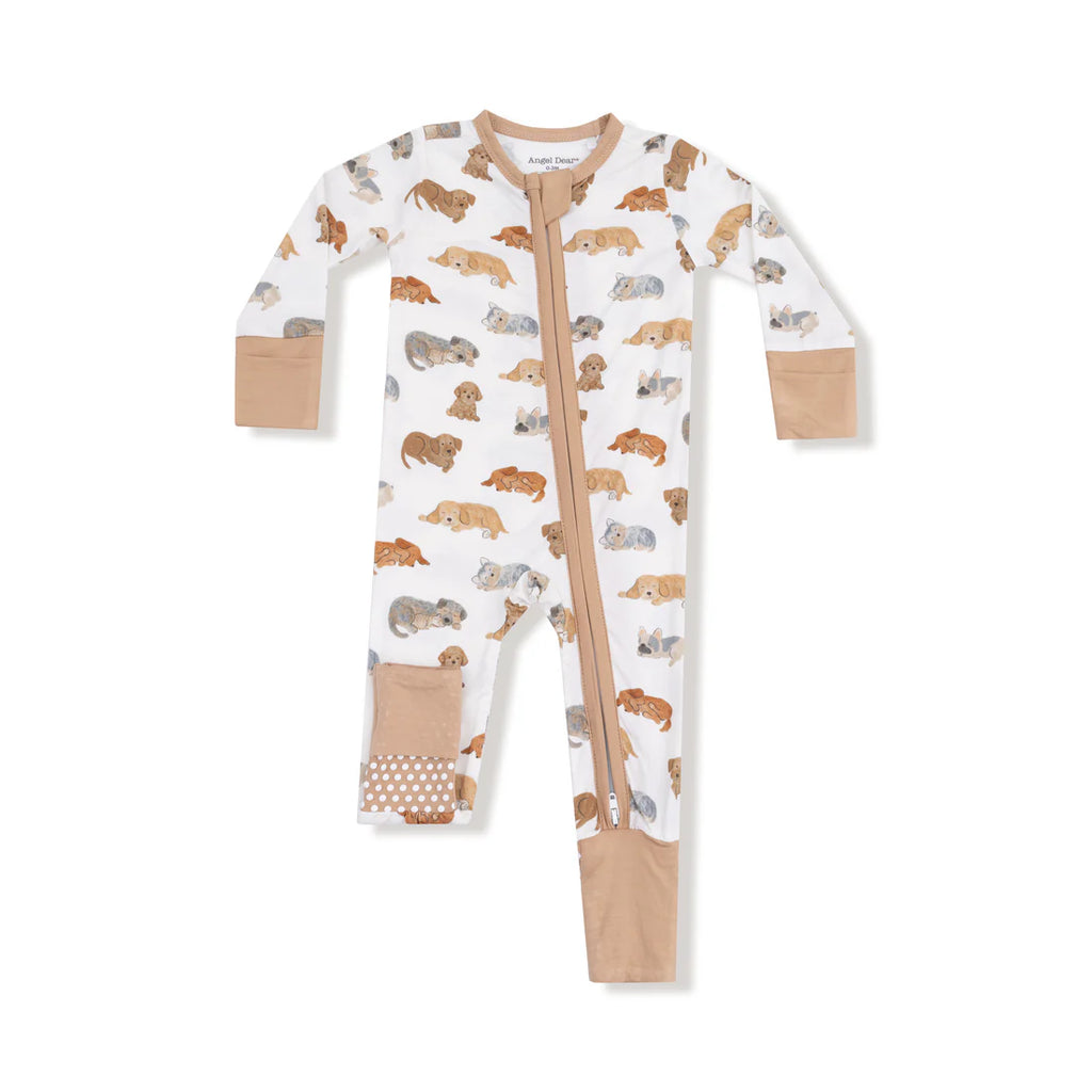 Napping Puppies - 2way Zip Romper