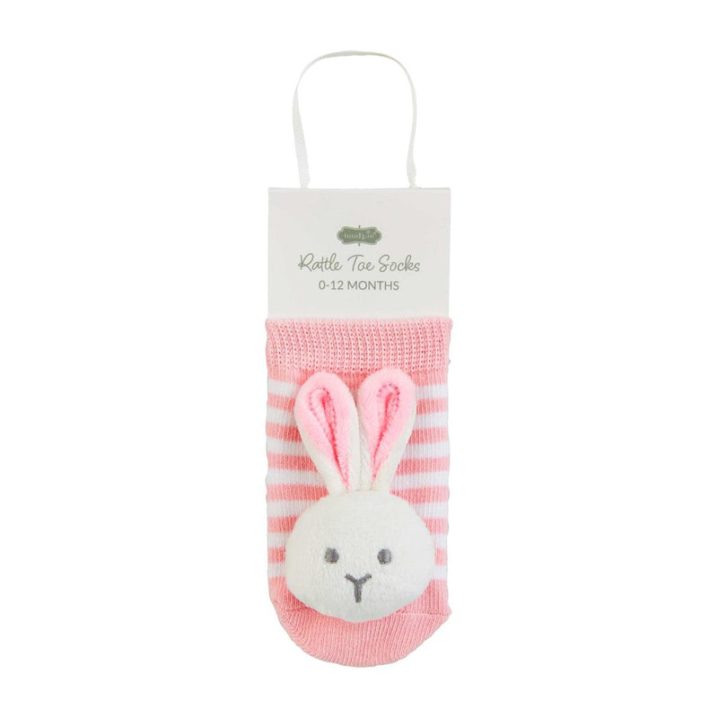 Pink Bunny Rattle Toe Socks