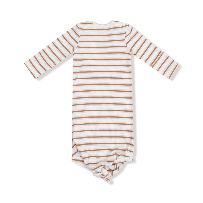 Vintage Stripe Brown Knotted Gown