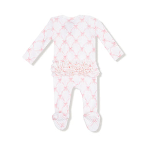 Ribbon Bow Trellis - Ruffle 2way Zip Footie
