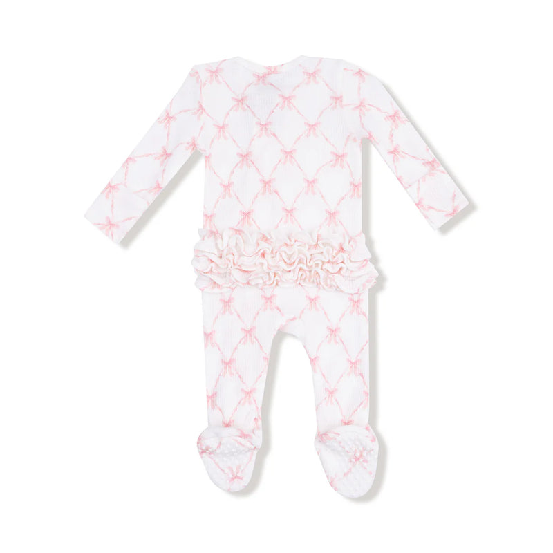 Ribbon Bow Trellis - Ruffle 2way Zip Footie