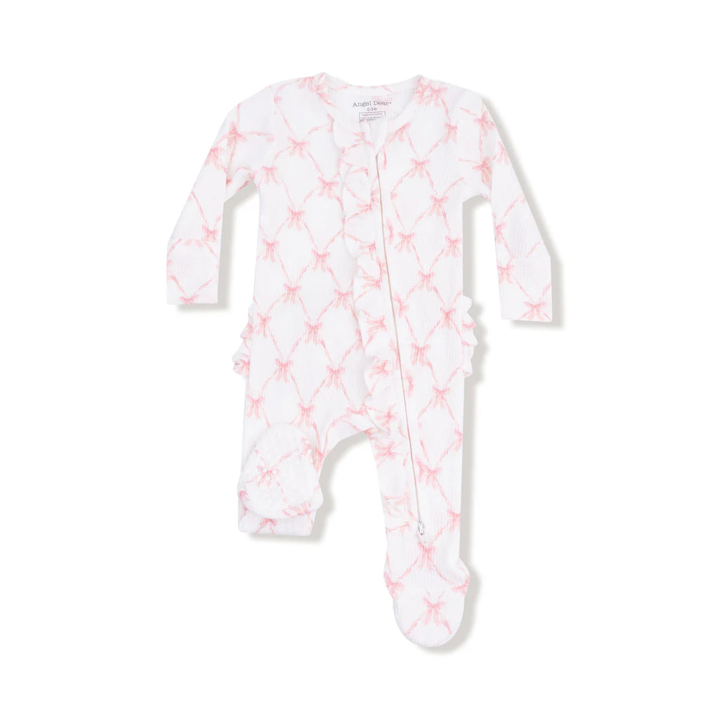 Ribbon Bow Trellis - Ruffle 2way Zip Footie