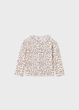 Floral Ribbed Shirt & Corduroy Overall Dress Set