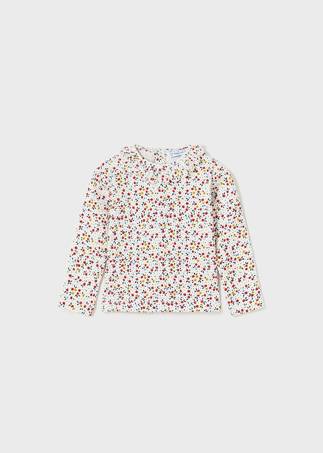 Floral Ribbed Shirt & Corduroy Overall Dress Set