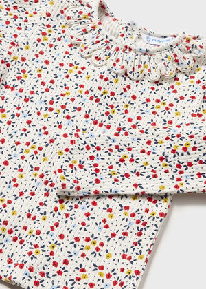 Floral Ribbed Shirt & Corduroy Overall Dress Set