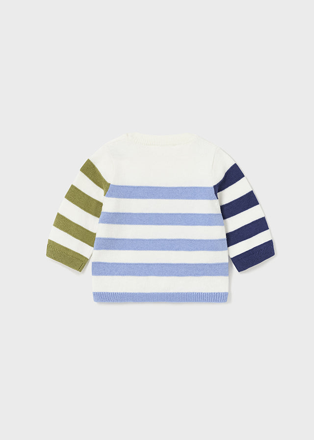 Blue & Green Stripes Crew Neck Sweater