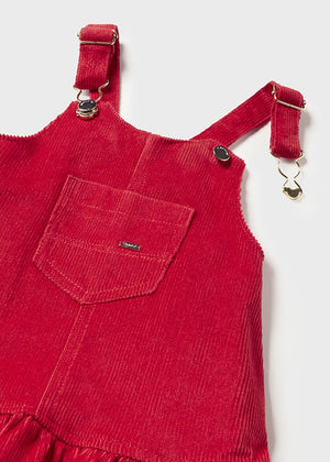 Floral Ribbed Shirt & Corduroy Overall Dress Set