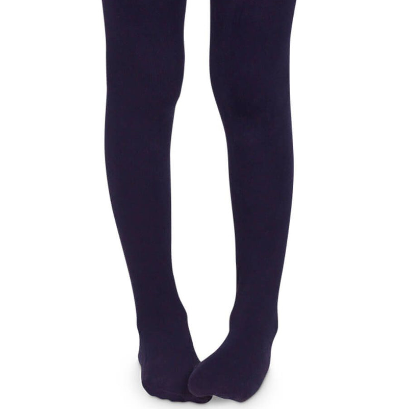 Navy blue tights on a white background