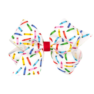 Crayons Print Grosgrain Hair Bow