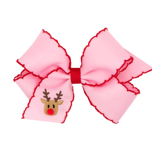 Embroidered Reindeer Hair Bow