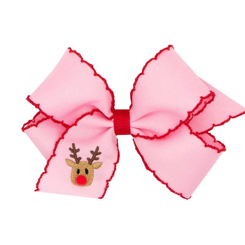 Embroidered Reindeer Hair Bow