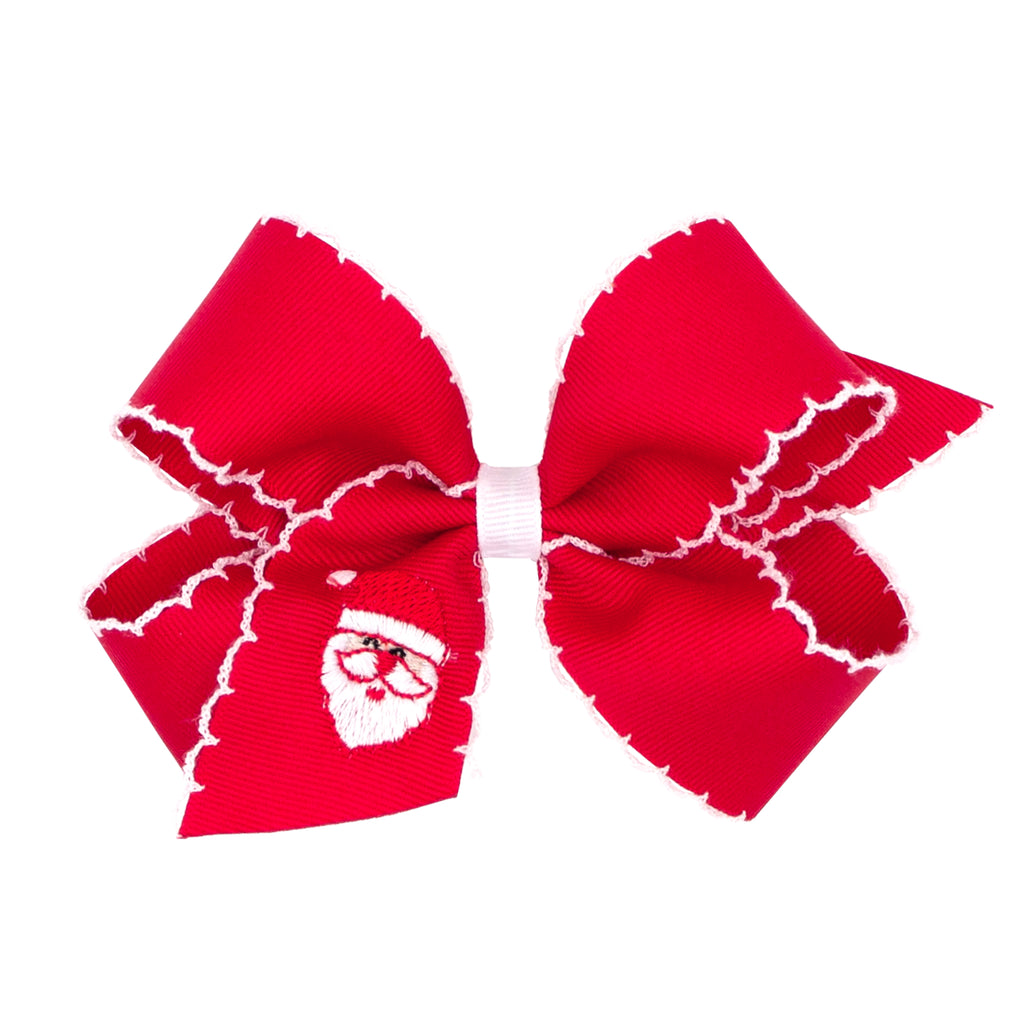 Embroidered Santa Hair Bow
