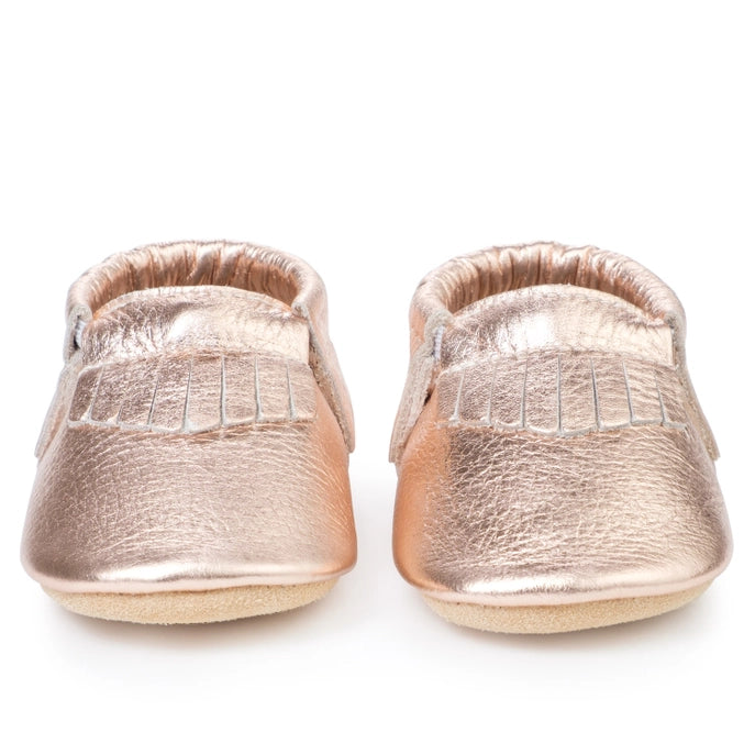 Baby Moccasins - Genuine Leather Baby Shoes (Rose Gold)