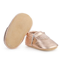 Baby Moccasins - Genuine Leather Baby Shoes (Rose Gold)