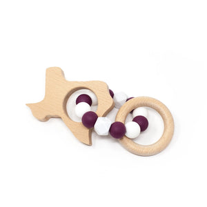 Texas Teething Rattle - Red Wine
