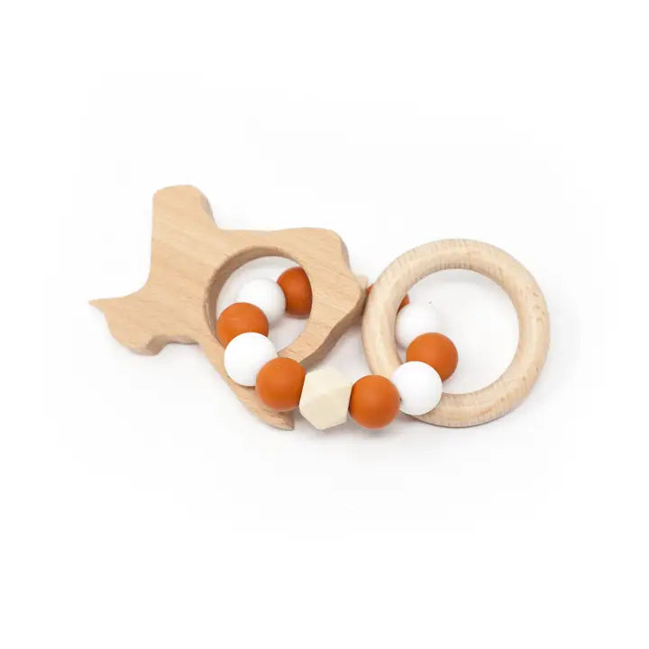 Texas Teething Rattle - Burnt Orange