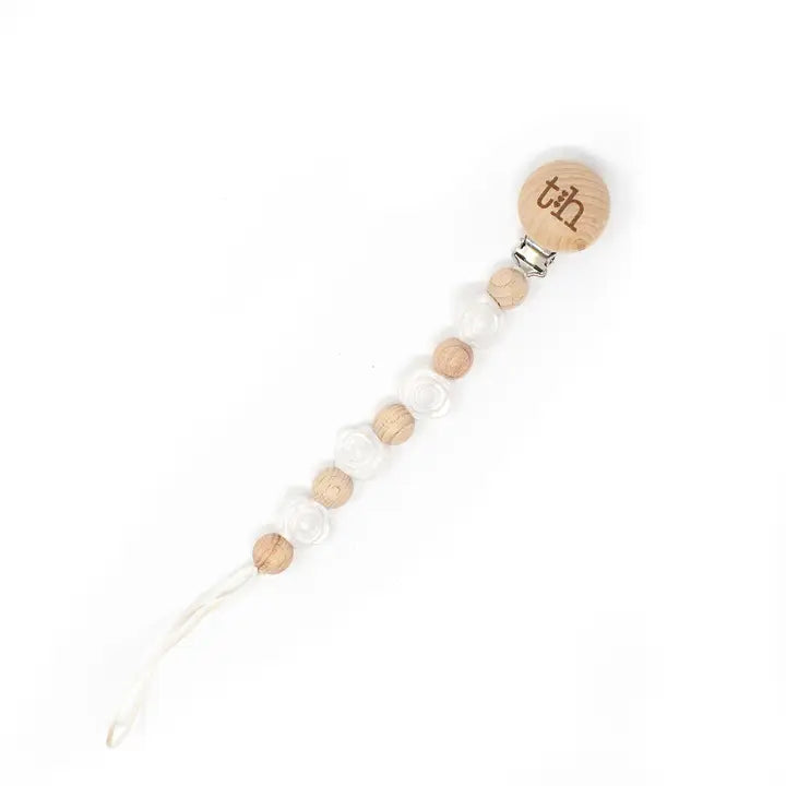 Pearl Rosette Paci/Toy Clip