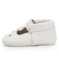 Mary Jane Baby Moccasins - Leather Baby Shoes (Pearl White)