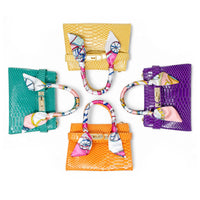 Vivid Crocodile Scarf Handbag - Purple
