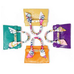 Vivid Crocodile Scarf Handbag - Purple