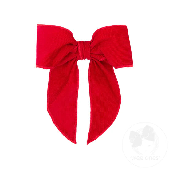 Corduroy Whimsy Tail Bow - Red