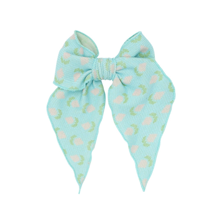 Robins Egg Knit Tulip Belle Clip Bow