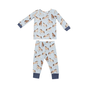 Horses - Blue - LS PJ Set