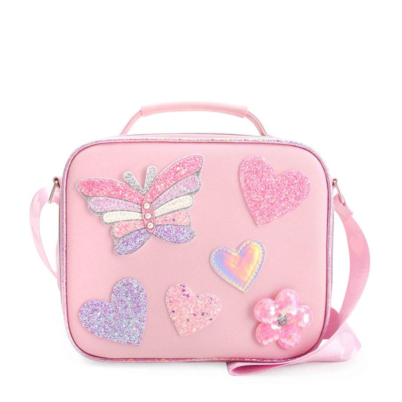 Butterfly, Heart & Daisy Patched Lunch Bag - Lollipop