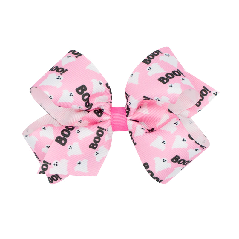 Halloween Hair Bow - Medium - Pink BOO!