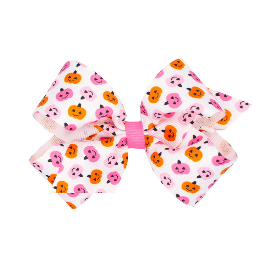 Halloween Bow - Medium - Pink Jack O Lanterns