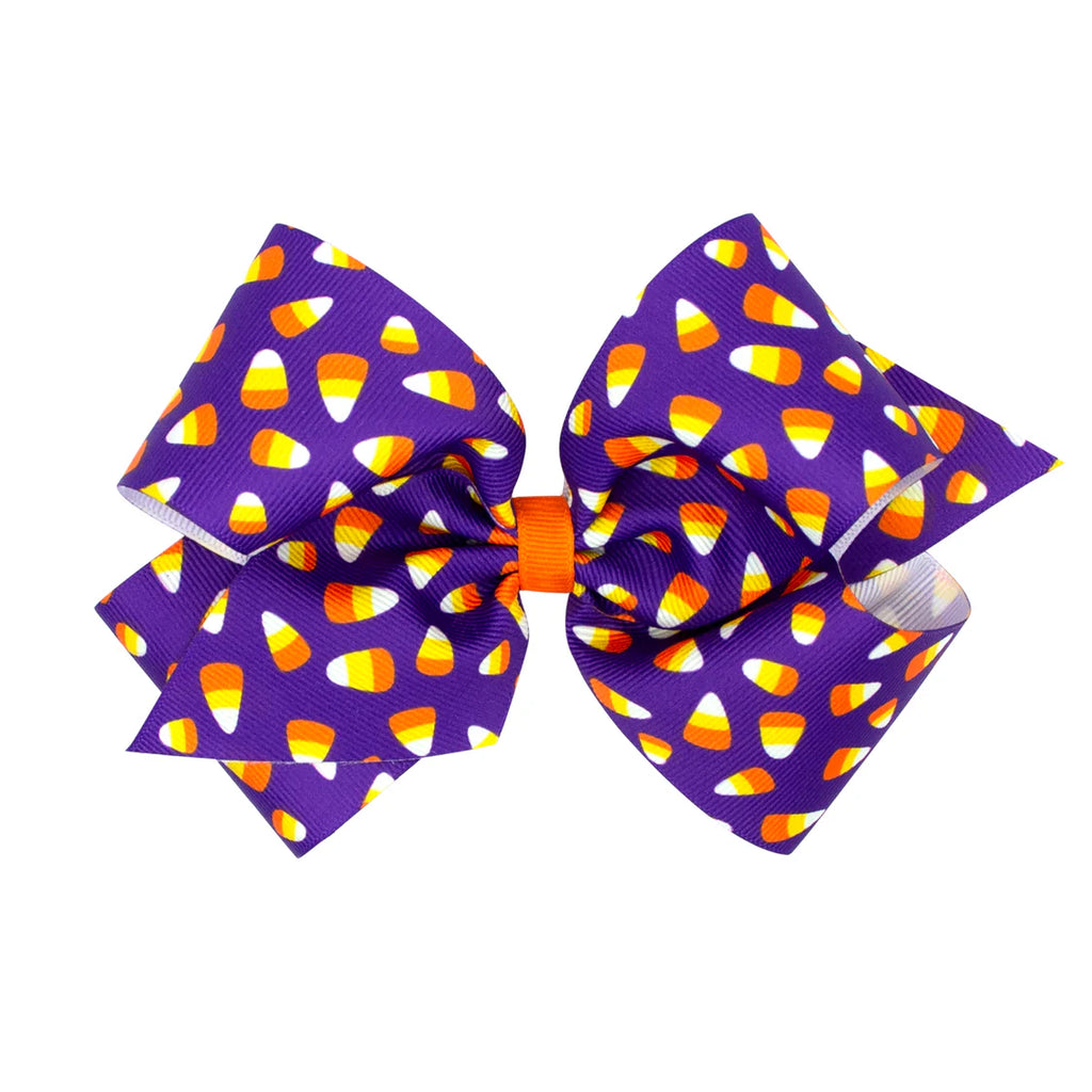 Halloween Hair Bow - Medium - Candy Corn Purple