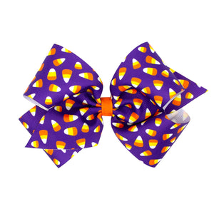 Halloween Hair Bow - Medium - Candy Corn Purple