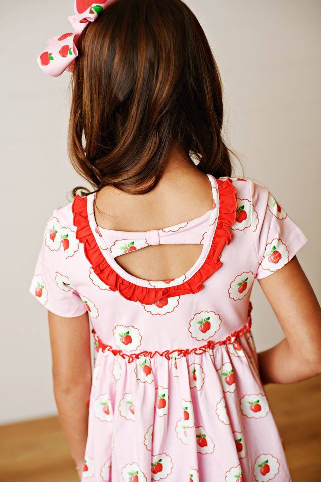 Pink & Apples Back to School Pocket Dress
