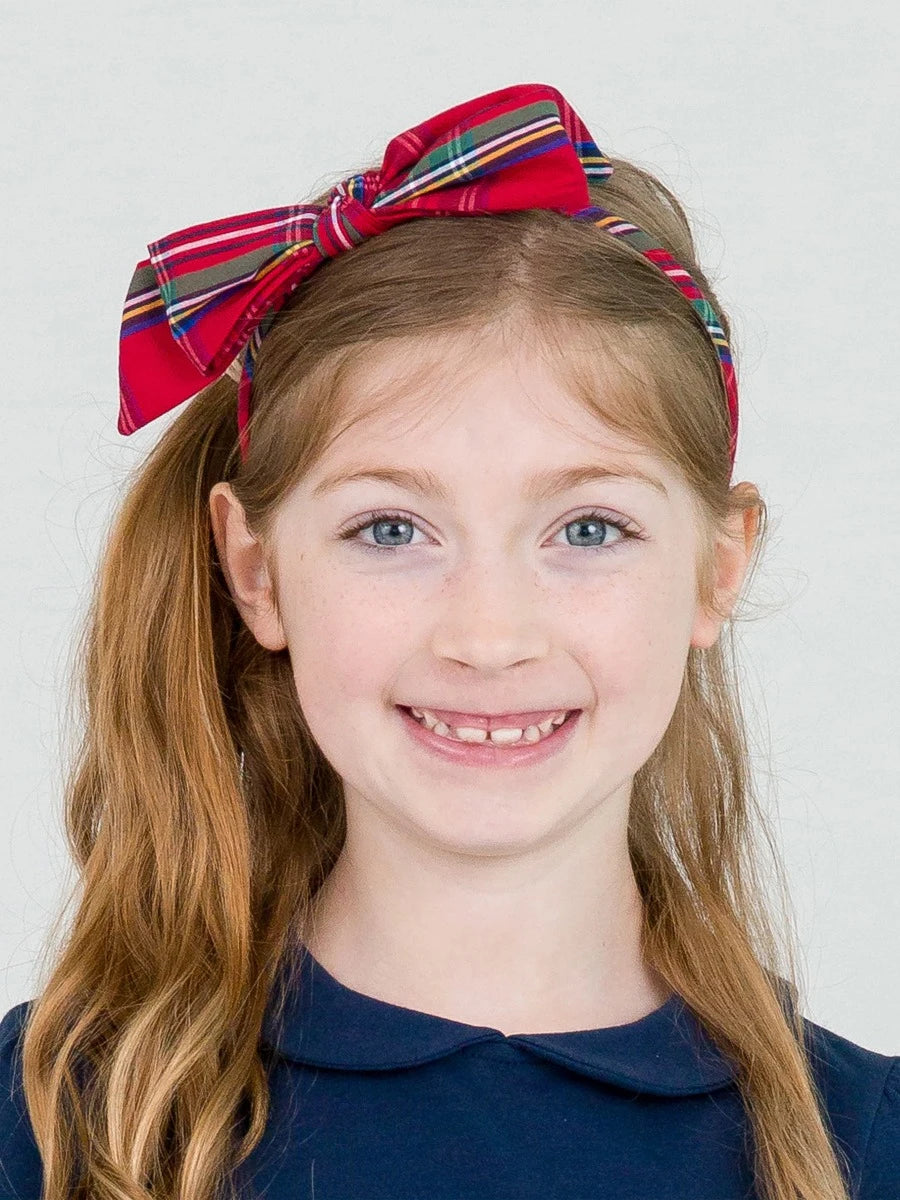 Tis the Season Plaid Skinny Big Bow Headband